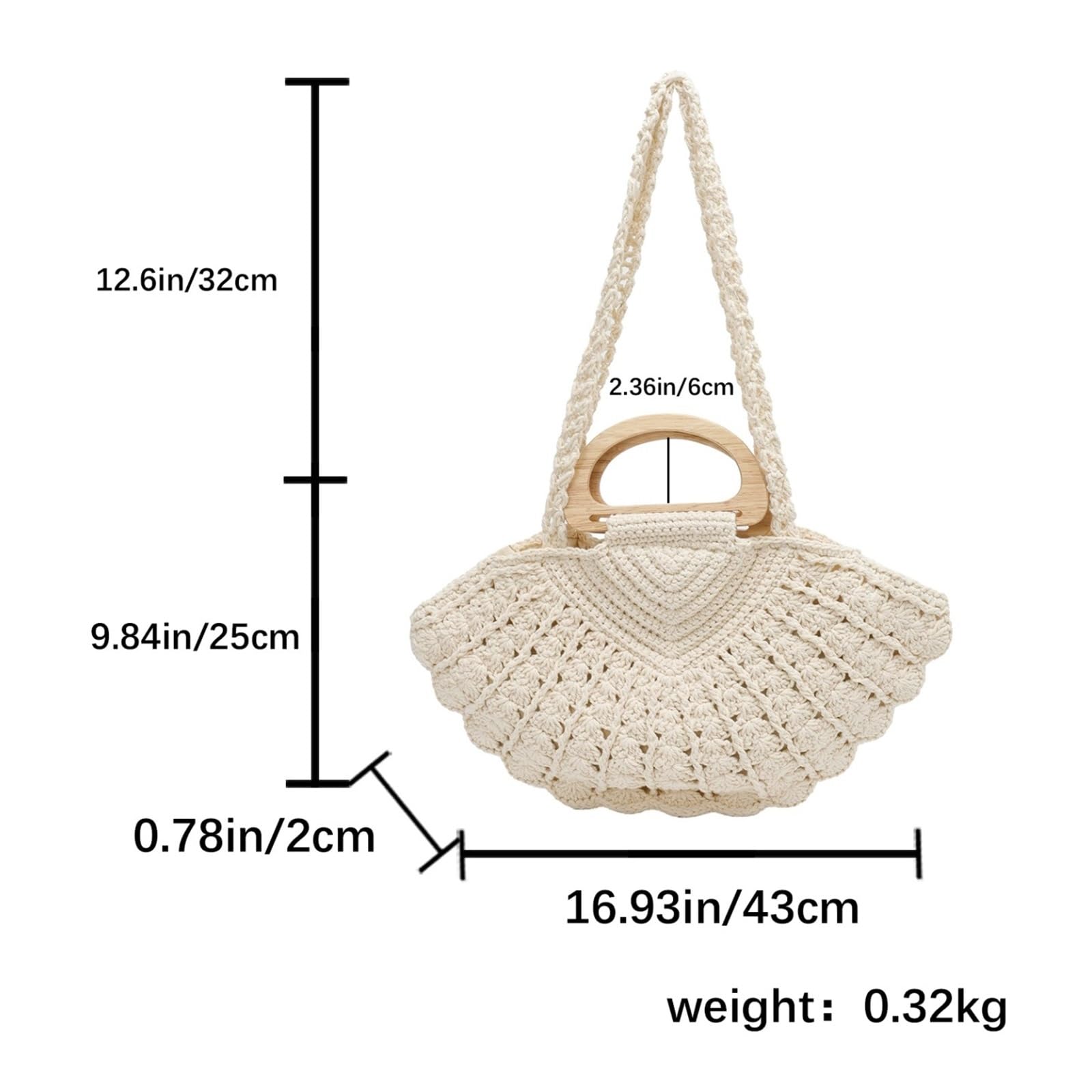 bolso mujer verano Bolso tejido de paja verano for mujer, bolso mano con asa superior madera, bandolera Retro bohemia