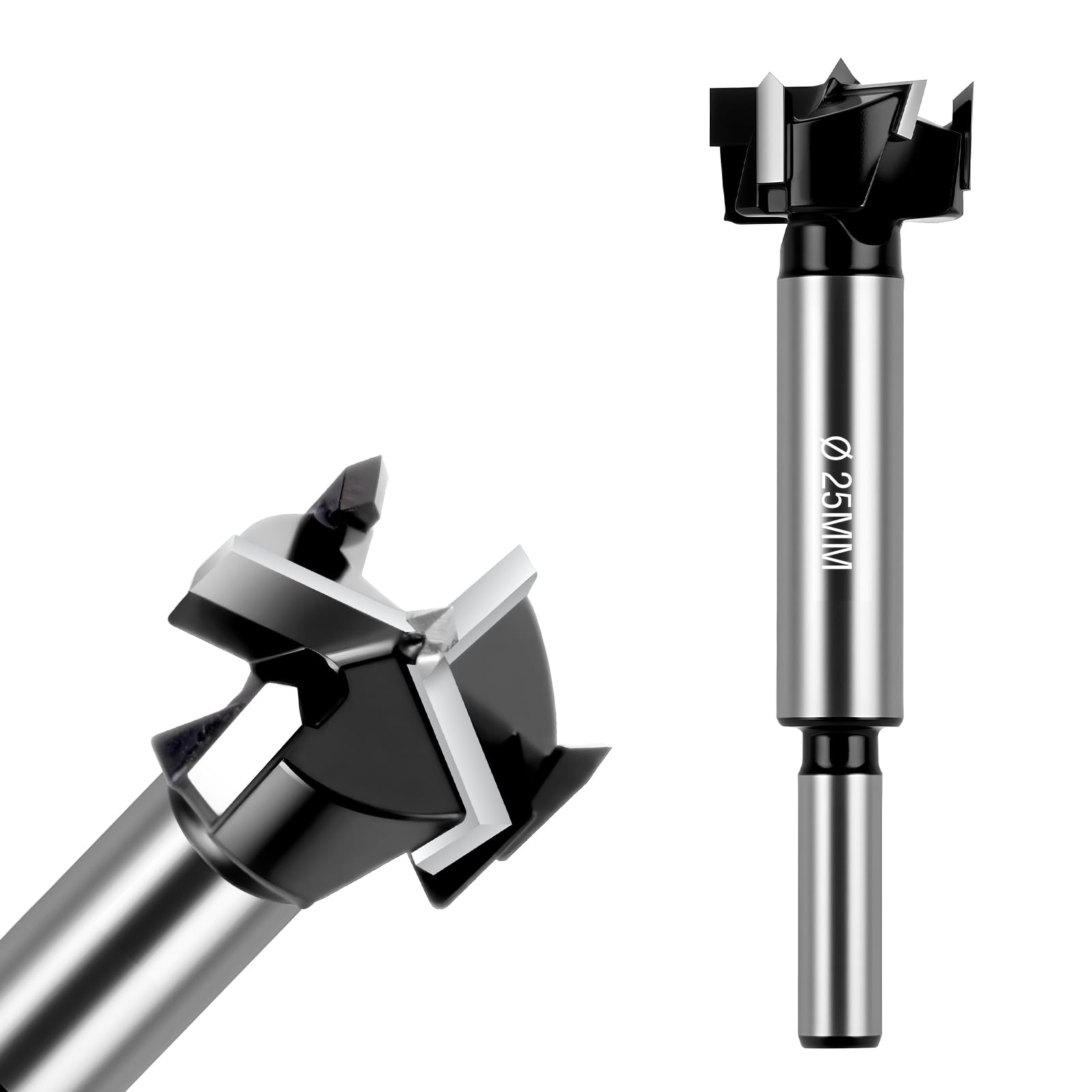 Flintronic Forstner Drill Bit, 25mm Triple-Flute Carbide Steel Boring ...