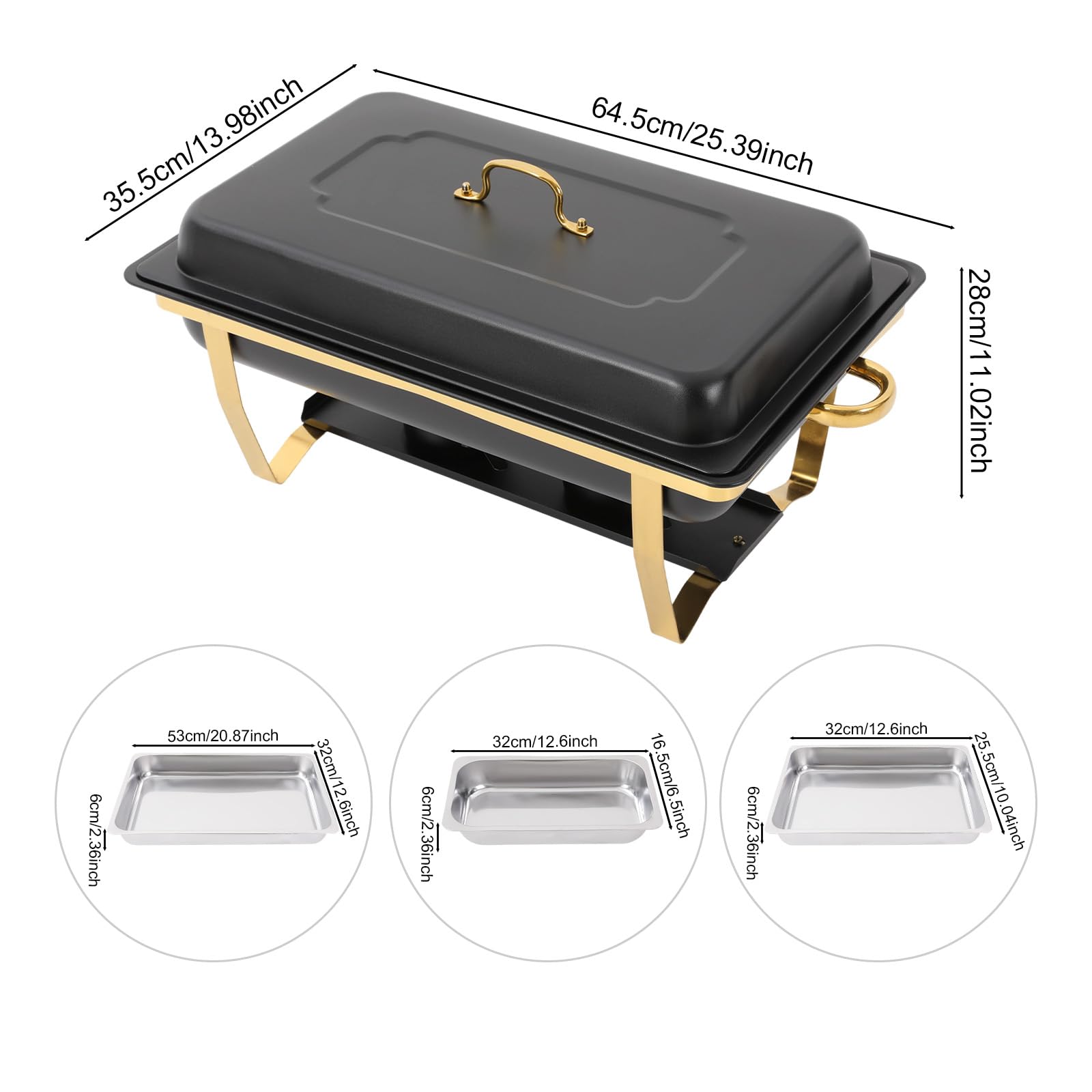 Chafing Dish Edelstahl Buffet Set 4 Stück Warmhaltebehälter Mit Deckel