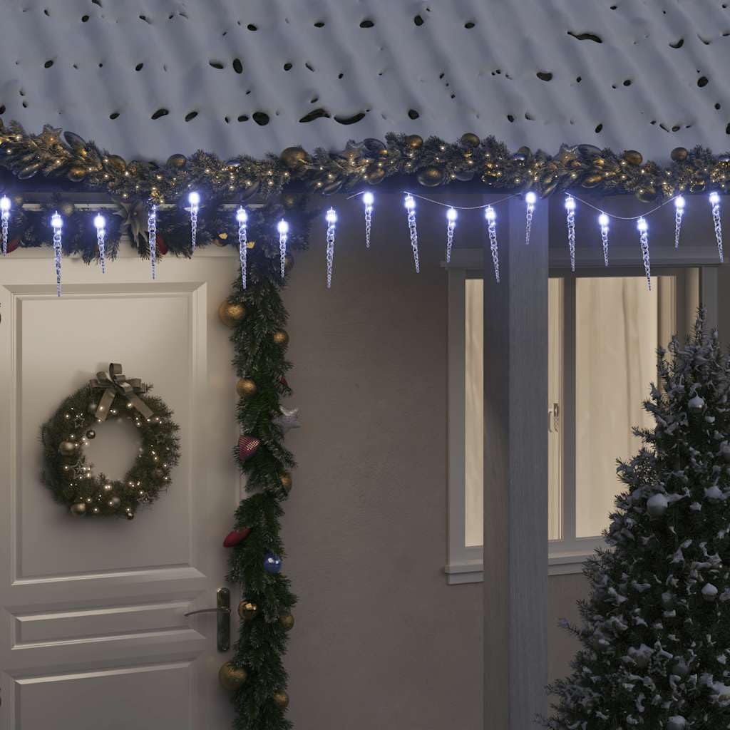 Weihnachts-Eiszapfen-Licht 200 LEDs Kaltweiß 20 m Acryl PVC Lichterkette Weihnachtsbeleuchtung für Innen- und Außenbereich Fenster Garten Balkon mit 8 Lichteffekten energiesparend
