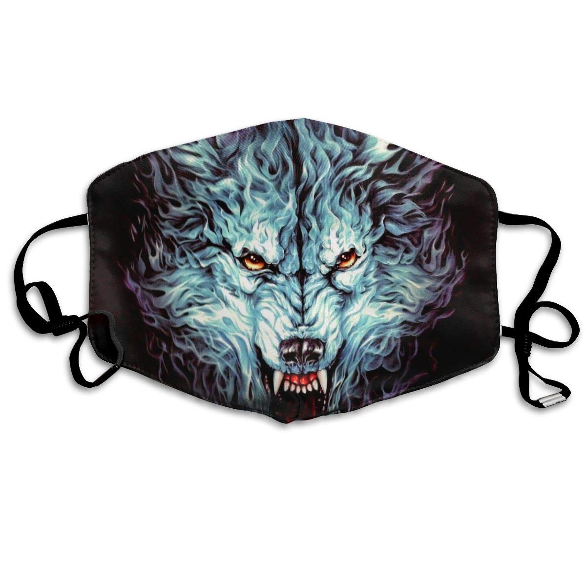 Virus Protection Mask Glow In The Dark Flaming Blue Wolf