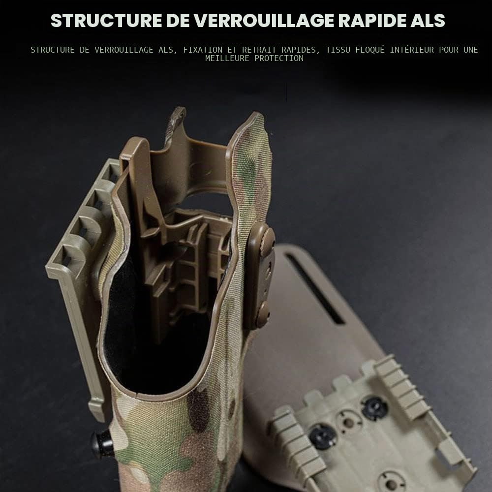 Zhongren Étui tactique pour airsoft G17/19 compatible avec les lumières X300/X300U à libération rapide QLS - Adaptateur de jambe - Carénage de jambe - Accessoires militaires de chasse et d'airsoft