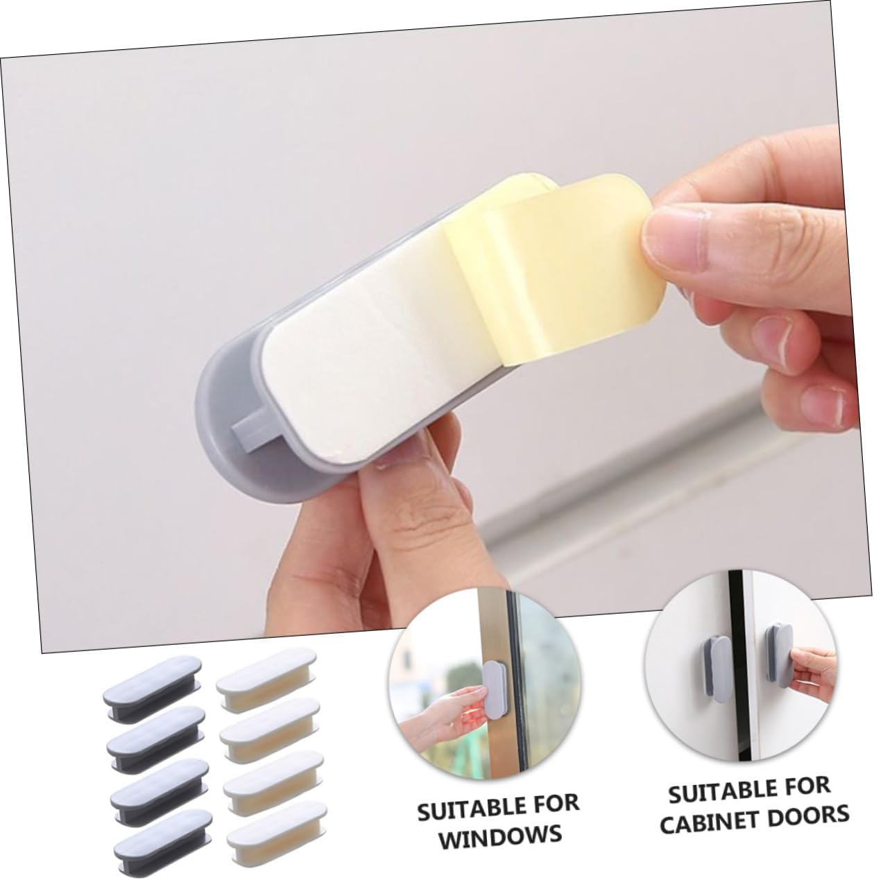 KPNG Self-Stick Instant Cabinet Drawer-Humanity Handle Helper Auxiliary for Kitchen Cabinet Knobs, Window Sliding Door-Wardrobe Push Pull Helper Stick-on Handles (Black, Pack of 2) 3