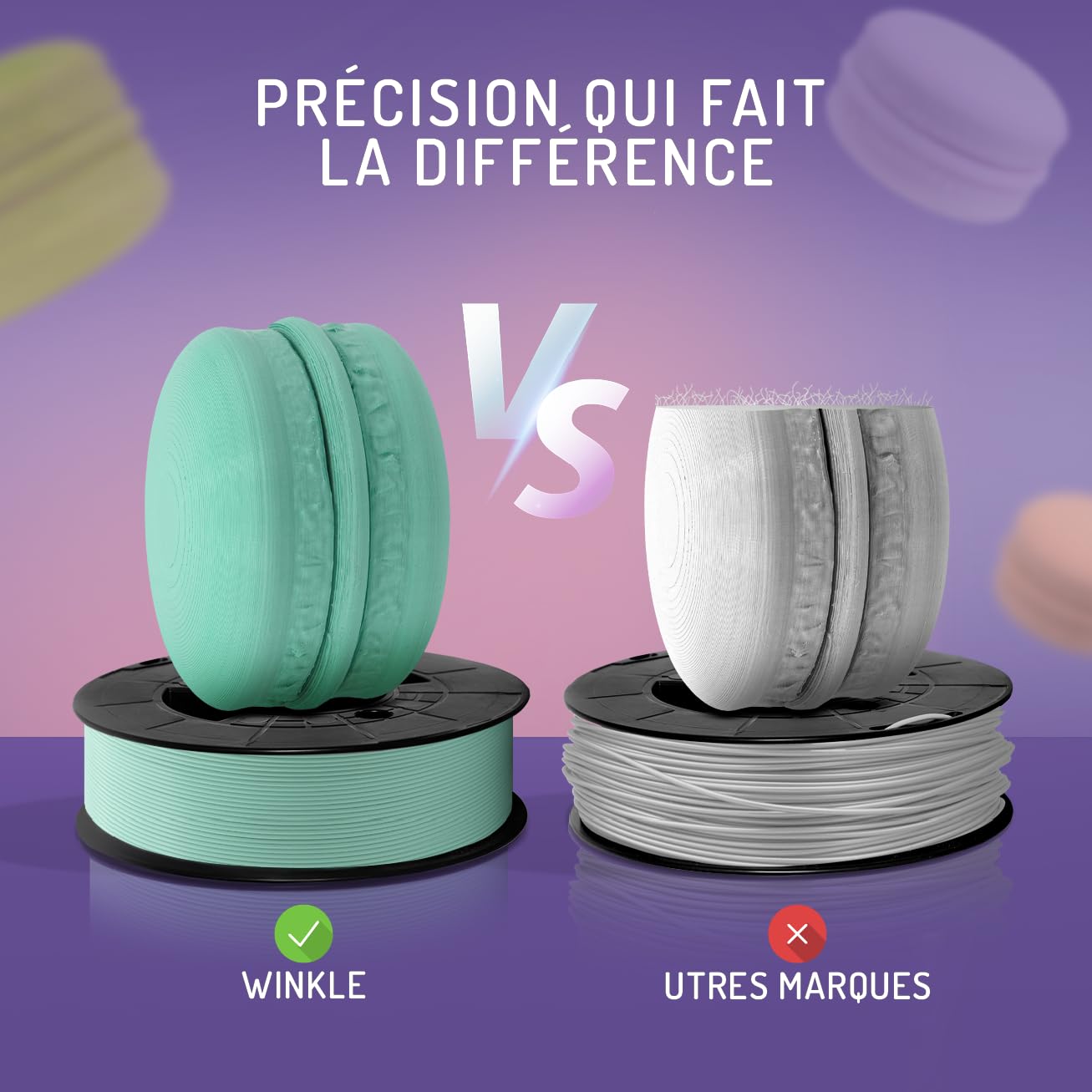 WINKLE Filament PLA HD Pastel 1.75mm Lila Doux 1kg, Filament Imprimante 3D | Matériaux d'impression 3D en Filament pour Impression 3D, Précision Dimensionnelle +/- 0.03mm