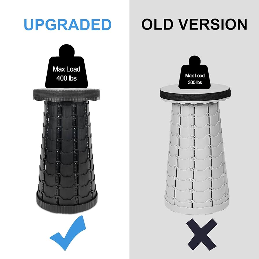 Portable Chairs For Adults Collapsible Stool With Cushion ALEVMOOM S More Sturdy And Lightweight Collapsible Telescoping Stool Portable Stool Telescopic Stool For Hiking BBQ, Sand Camping Stool Folding Stool Portable