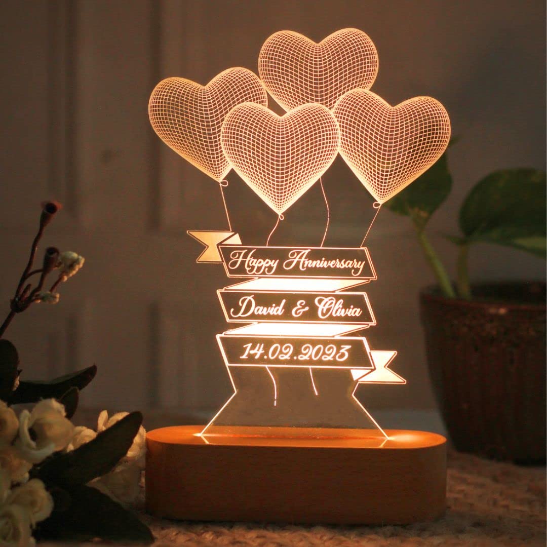 Artistic Gifts Wood 3D Illusion Personalized Led Table Lamp For Couples|Customized Name Night Lamp For Wedding Marriage Anniversary|Return Couple Gift For Friend,Parents,Wife,Husband,Warm White (B08RZ1KY55) Amazon Price History, Amazon Price Tracker
