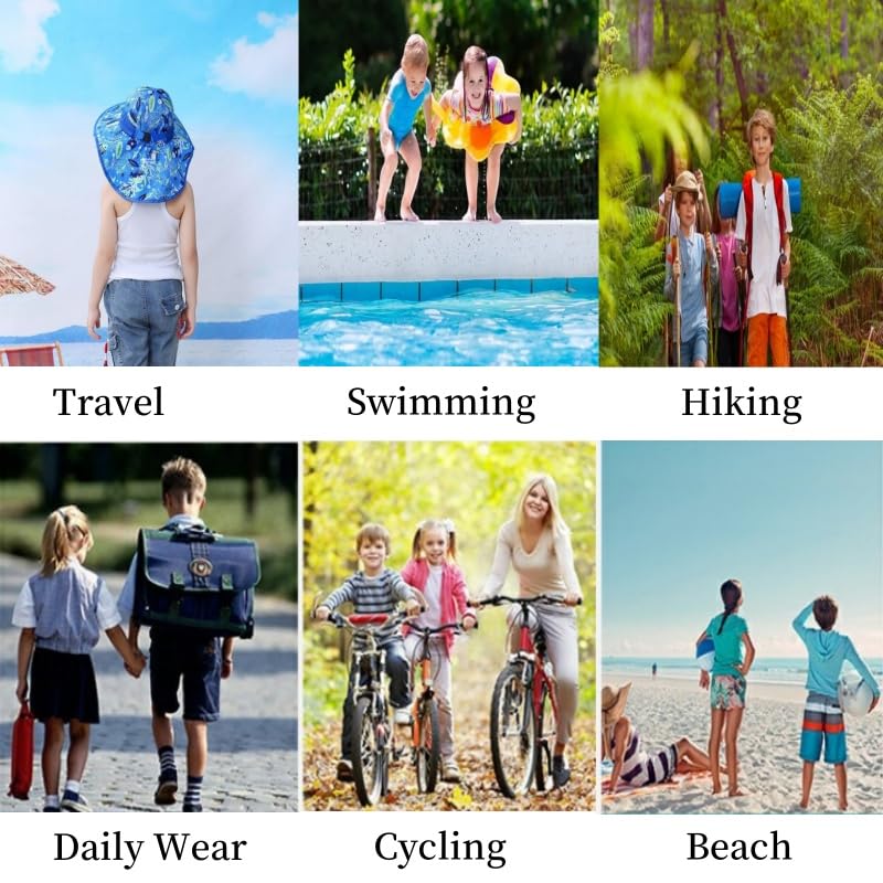 Kids Sun Hats UPF 50+ Sun Protection Hat for Kids with Neck Flap Adjustable Wide Brim Beach Fishing Hat for Girls 2-10 Years 7