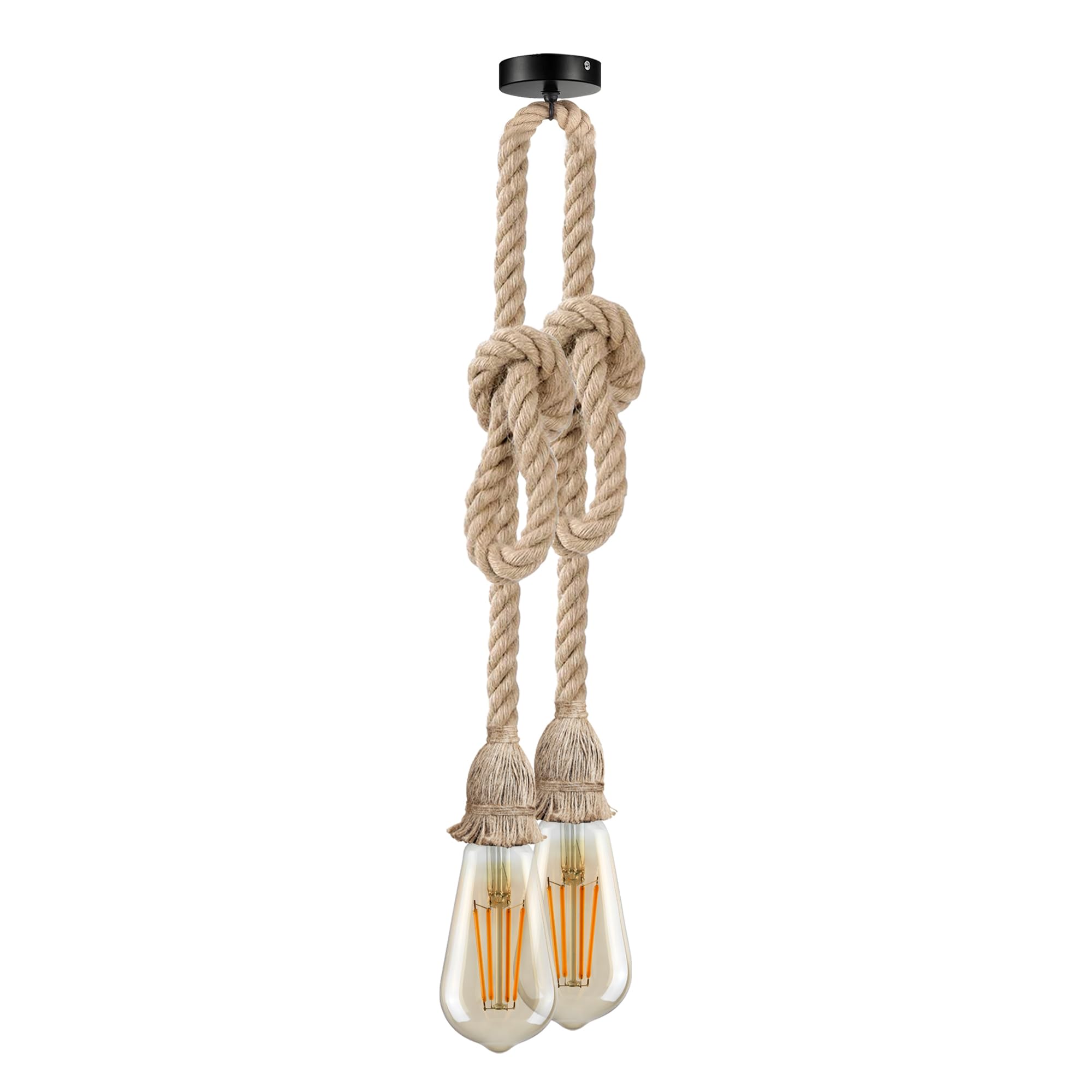 DC VOLTAGE Double Head Hemp Rope Pendant Light 3m E27 Vintage Lamp