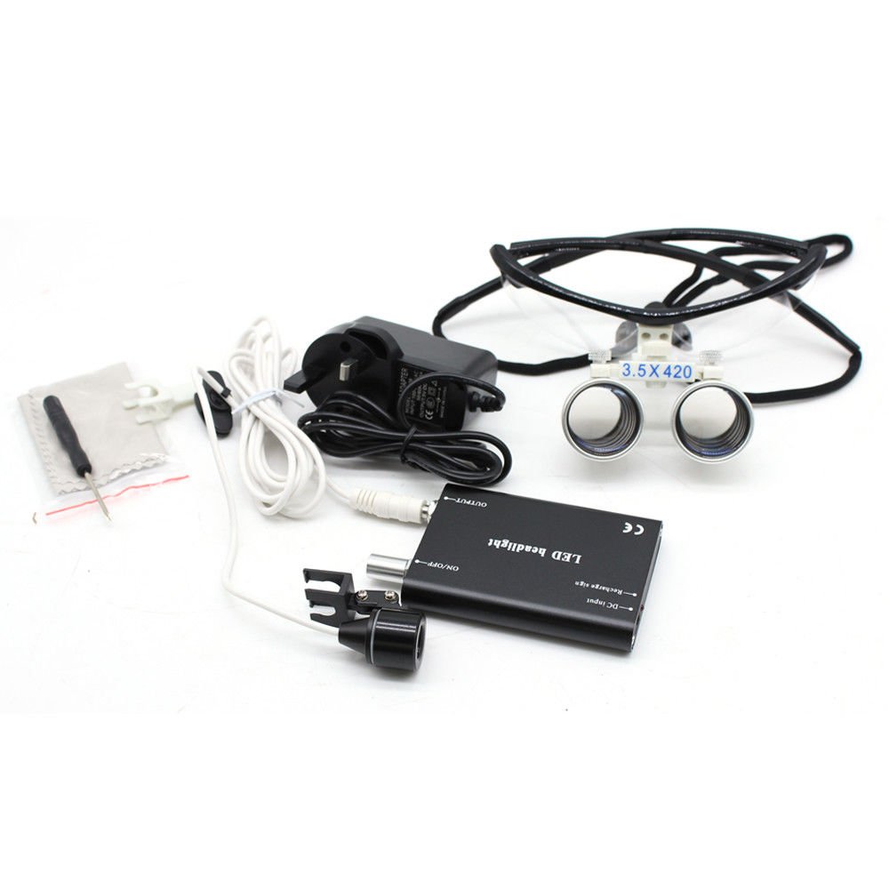 BoNew-Oral 3.5X420 Medizin Loupes Binokularlupen Kopflupe Lupenbrille LED Headlight Lamp