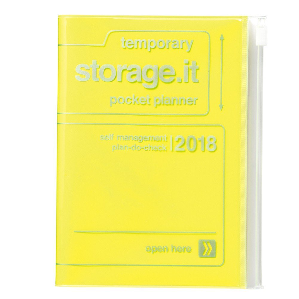 MARK'S 2018 Diary Planner Agenda / Weekly Vertical / A6size / Storage.it (AV) / Neon yellow