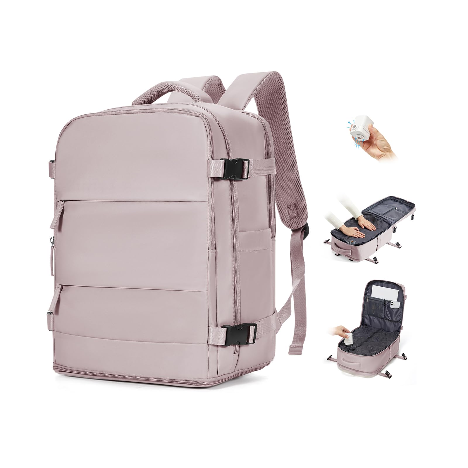 BJLFS Zaino Ryanair 40x30x20 Sottovuoto con Pompa Zaino da Viaggio Aereo | Impermeabile Bagaglio a Mano Wizzair Sottovuoto Borse da Cabina per Easyjet Zaino Airback Donna Zaino Laptop 16 Pollici Uomo