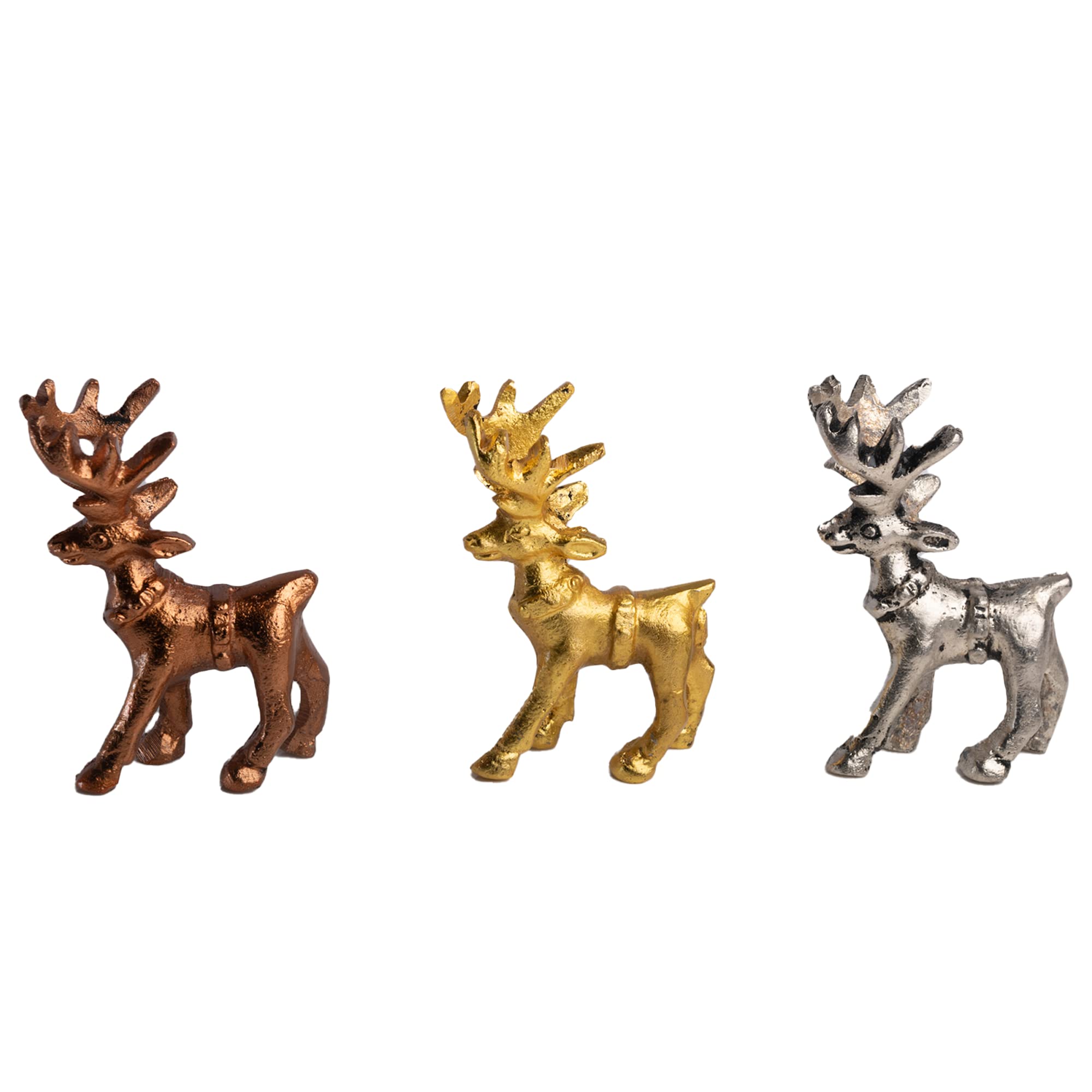 Wonder Care Christmas Deer Figurine, Standing Reindeer Statue, Miniature Deer Table Top Decoration, Gold