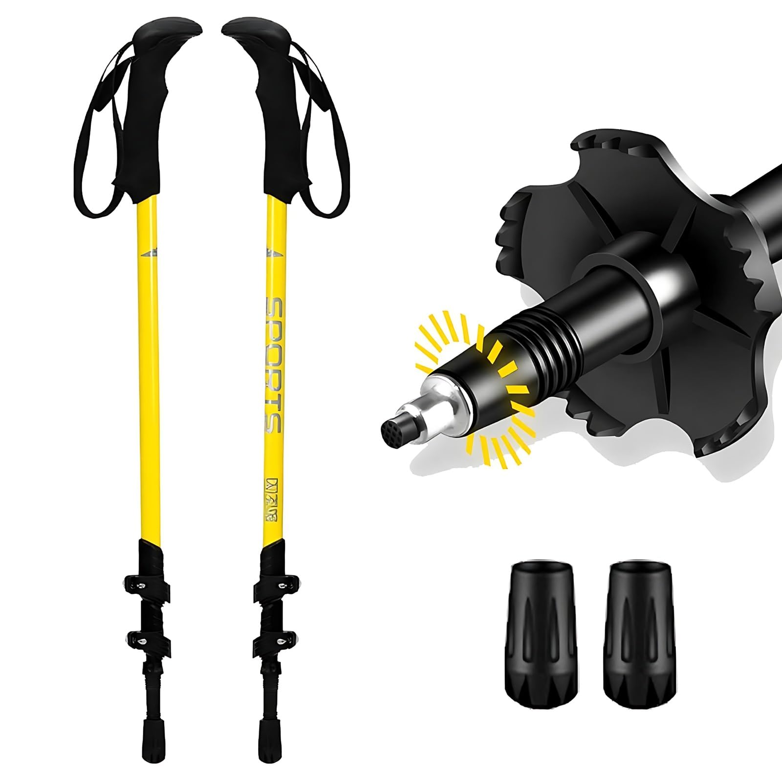 Ensemble de 2 bâtons de randonnée, bâtons de Trekking en Carbone Ultra-légers et Anti-Choc de 224 g, bâtons Nordiques rétractables