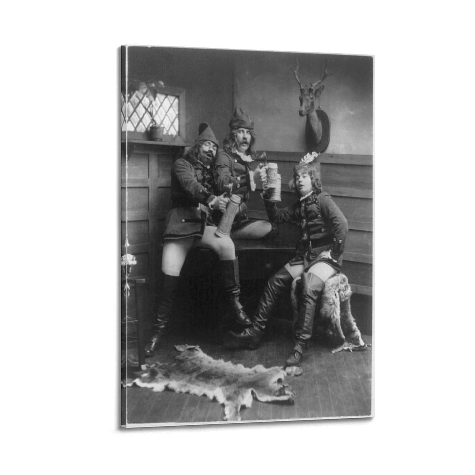 Lienzo decorativo con diseño de cerveza de prohibición en blanco y negro, para decoración de cóctel, cervecería, póster decorativo de pared e impresión artística moderna para dormitorio familiar, 60 x