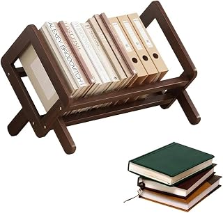 Kippbares Bücherregal aus Holz, Kleiner Schreibtisch,Bücherregal klein,Schreibtisch Organizer,Aufbewahrungsregal, Buch-Organizer,für Zuhause,Wohnzimmer,Büro(Dunkelbraun)