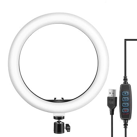 Tygot 10″ Portable LED Ring Light with 3 Color Modes Dimmable Lighting | for YouTube | Photo-Shoot | Video Shoot | Live Stream | Makeup & Vlogging | Compatible with iPhone/Android Phones & Cameras at Rs. 399