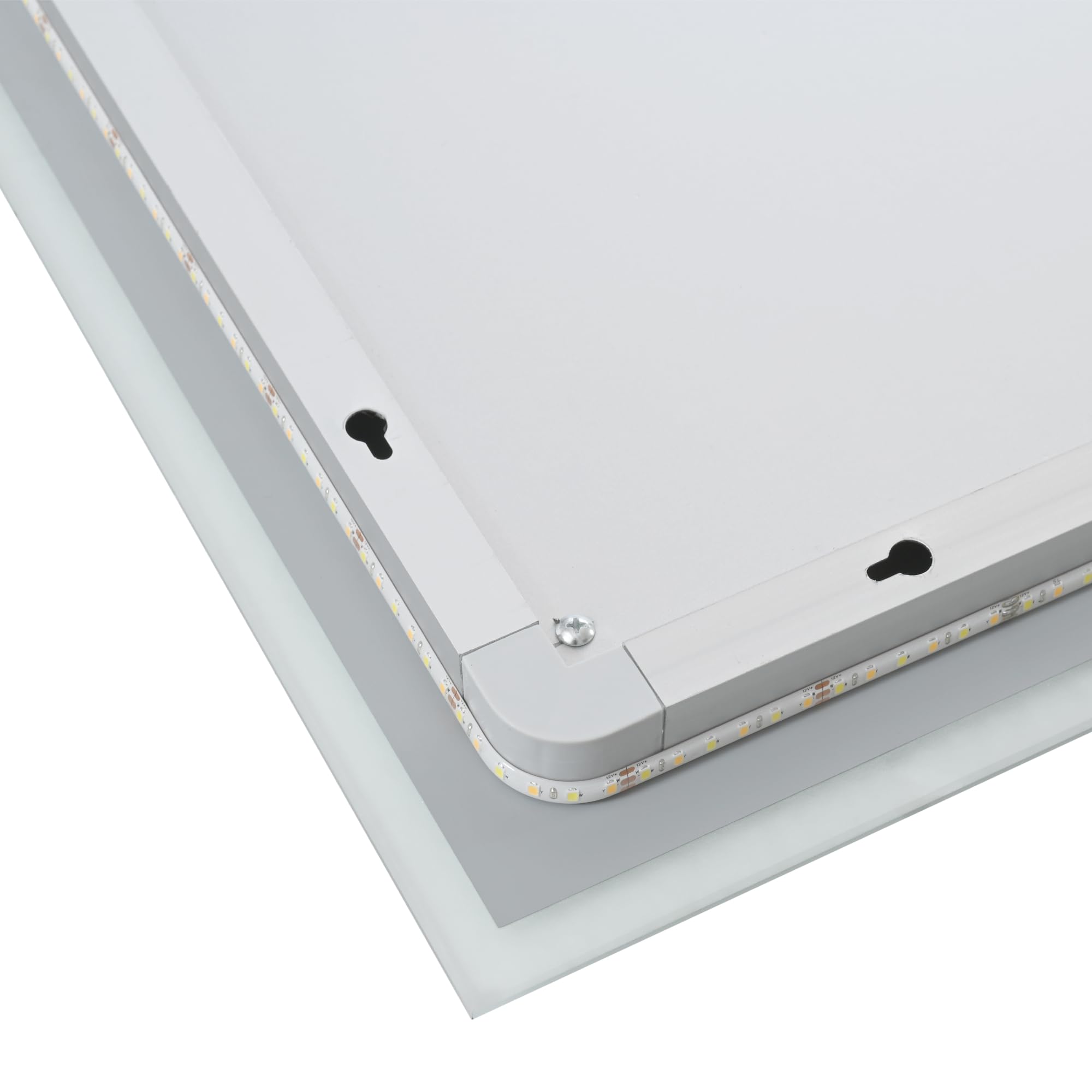 pro.tec Espejo de Pared con LED IP65 para Baño con Antivaho Lupa Reloj Instalación Vertical 3 Opciones de Temperatura de Luz Blanca Interruptor Táctil Aluminio 80 x 60 cm - Blanco