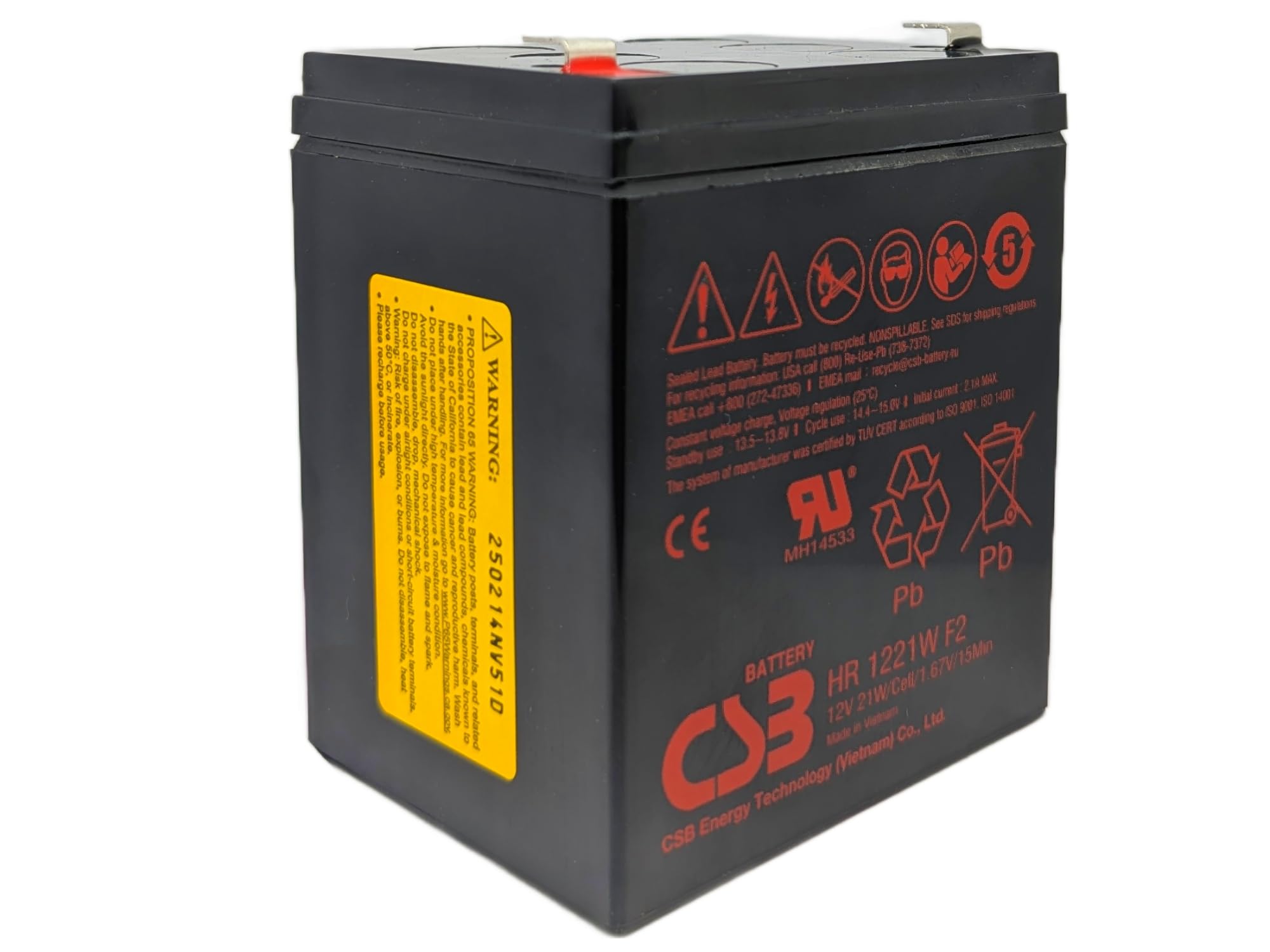CSB HR1221W Sealed Lead Acid (VRLA) 12V batterie rechargeable - Batteries rechargeables (21 Wh, Sealed Lead Acid (VRLA), 12 V, Noir)