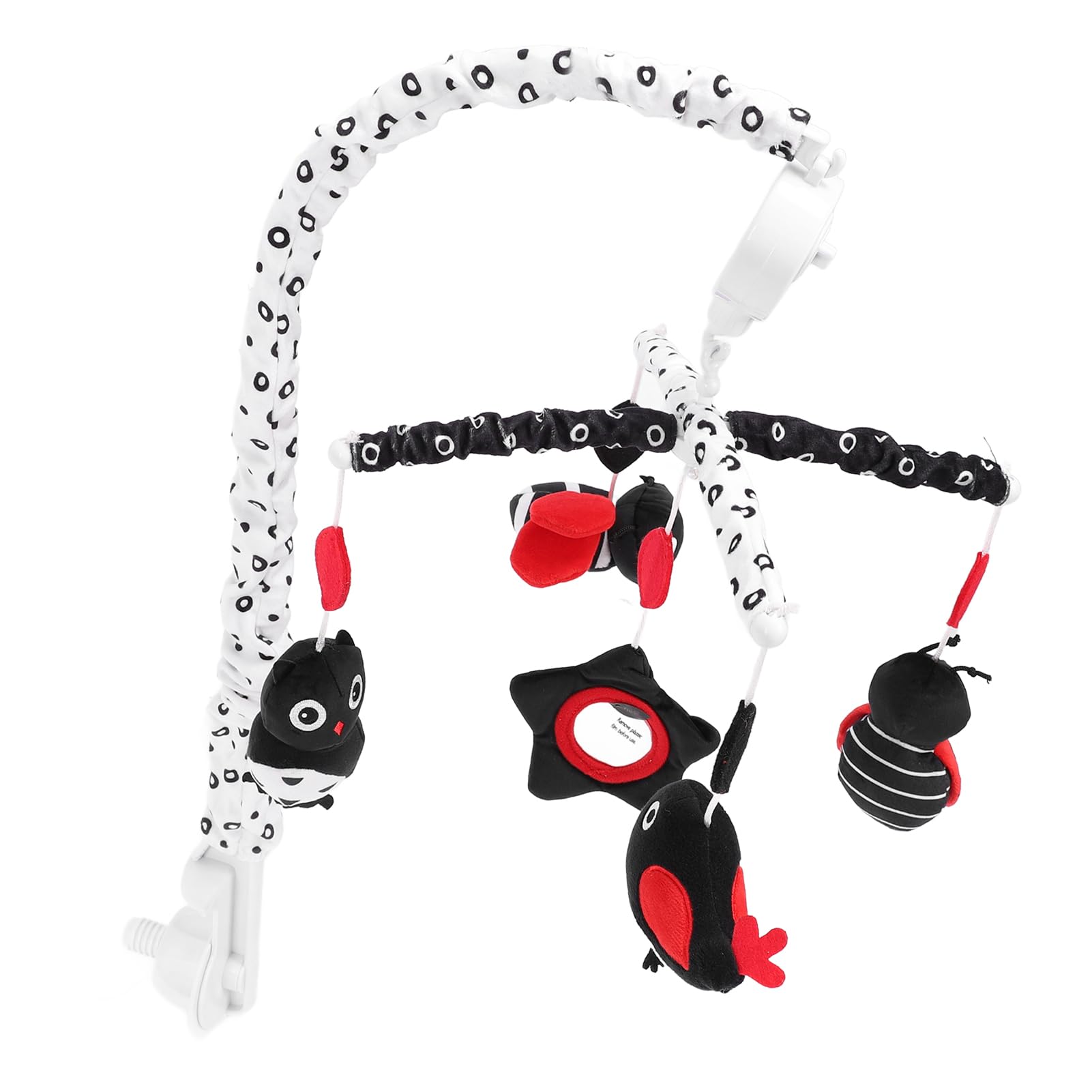 Móvil de Cuna de Felpa Suave para Prevenir el Estrabismo, Caja de Música de Juguete para Bebés, Móvil de Cuna Colgante para Involucrar Apoyo Visual, de Musical Negro Rojo para Espacio para