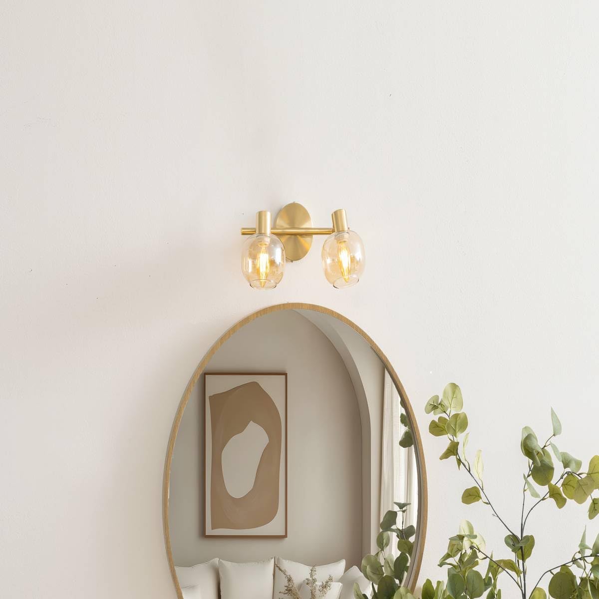 Atmosphera - Applique Murale Pilia - Plaffonier 2 Spots Orientables en Verre - Ampoules Non Incluses E14 25W - Luminaire pour Entrée, Couloir, Salon