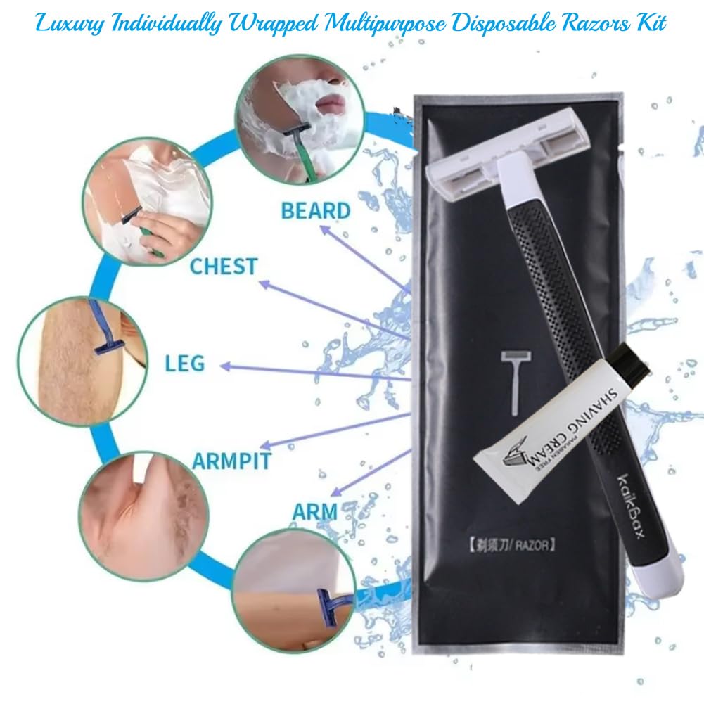 10Pack Luxury Individually Wrapped Travel Disposable Razors Kit With Shave Cream; Lady Bikini Sauna Body Razor; Portable Multifunction Hygienic Shaving Razor for Hotel,Travel, Daily Use
