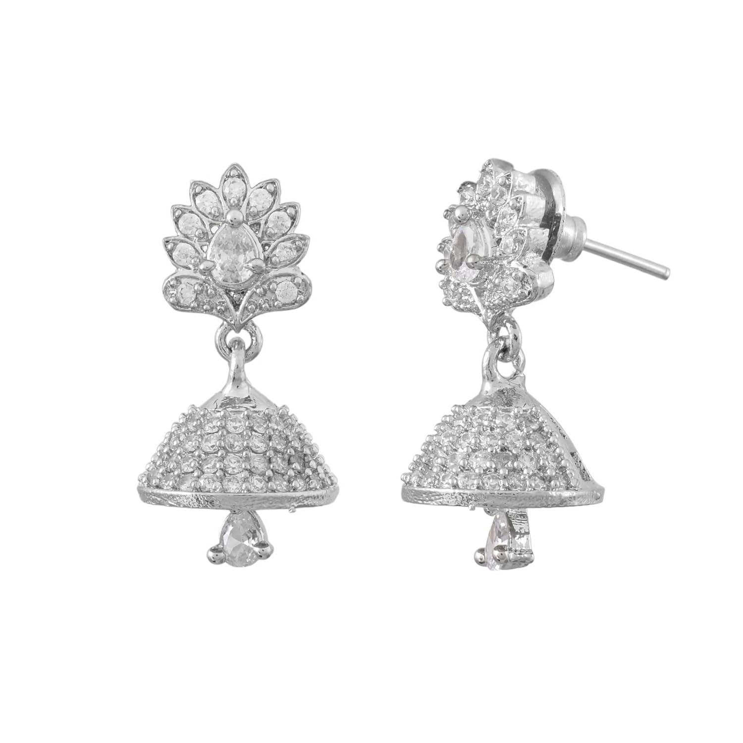 Voylla Sparkling Elegance White Cz Jhumka Drop Earrings|Jhumkis Earrings For Women|Gift For Her| (B0D5RKV2MD) Amazon Price History, Amazon Price Tracker