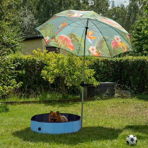 Relaxdays Hundepool, H x D: 20 x 80 cm, faltbar, mit Ablassventil, Hundeplanschbecken zur Abkühlung, PVC & MDF, blau