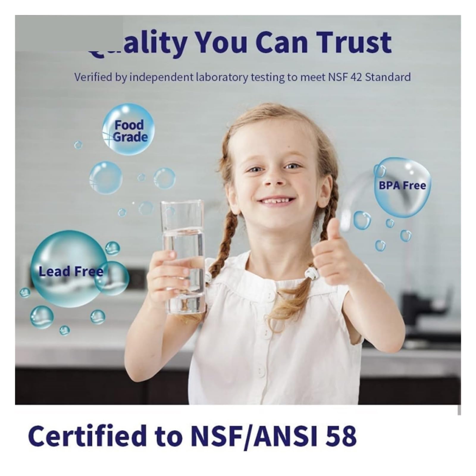 Filtro de agua de membrana de ósmosis inversa de membrana RO 500GPD, de filtración de agua purificador de agua debajo del fregadero for el hogar(3Pcs)