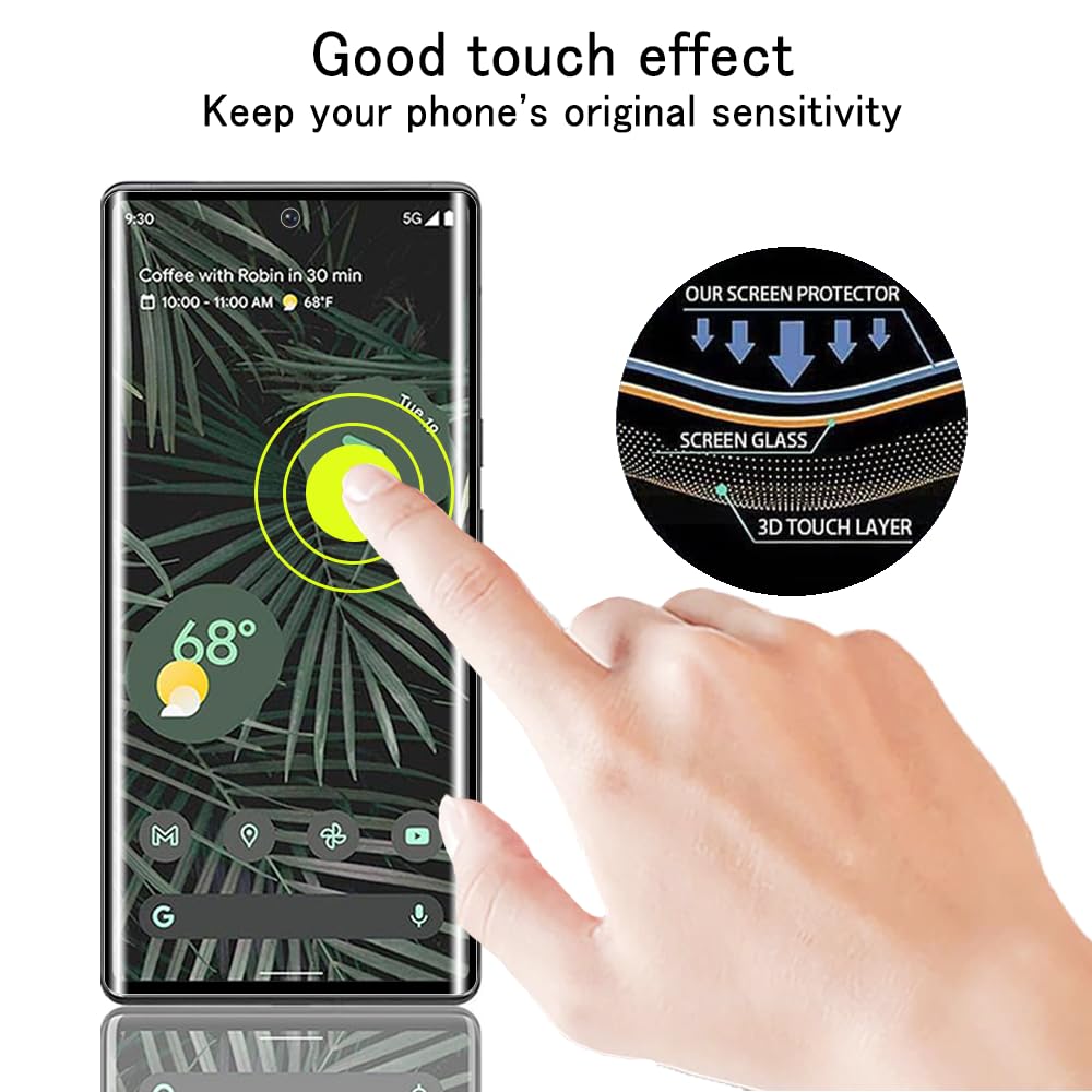 Tzstz 2 pezz per Google Pixel 6 Pro vetro temperato Pellicola Prottetiva, 9H Durezza,Anti Graffio, HD Pellicola Prottetiva