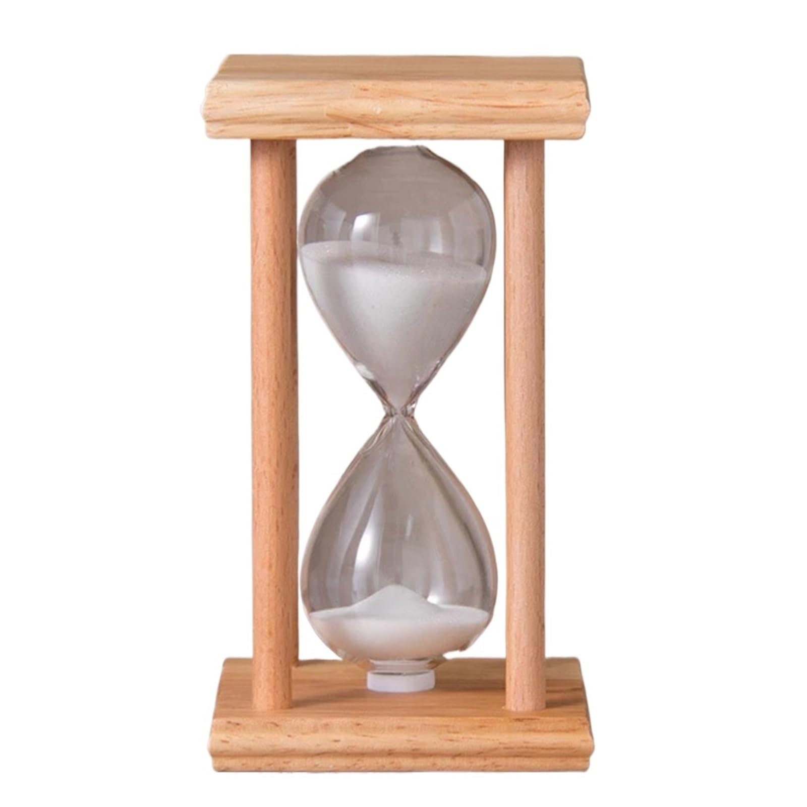 Wooden Four Pillar Hourglass Timer Creative Home Office Ornament 30 Minute Time Desktop(White)