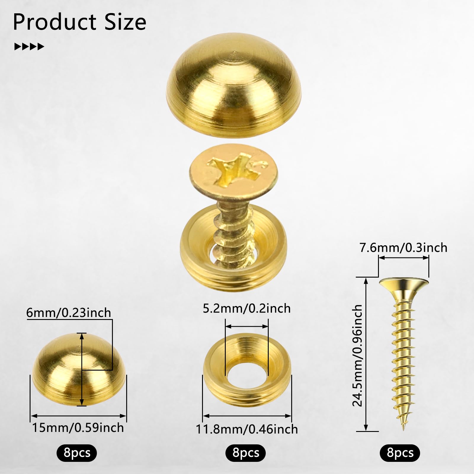 Amazon | キャップ付き純真鍮装飾ネジ8個 ミラー固定ネジカバー