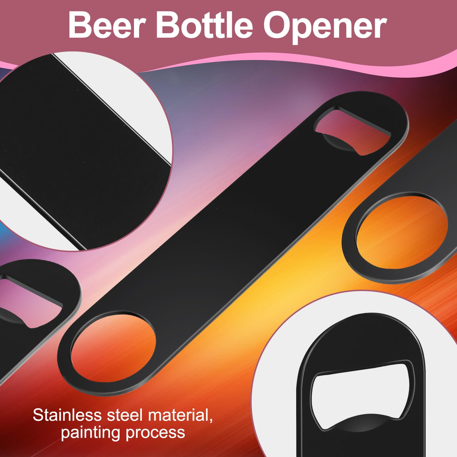 Paquete de 15 abrebotellas plano de acero inoxidable negro de 7 pulgadas, abridor de botellas de cerveza, abridor de botellas de bar, abridor de botellas de camarero