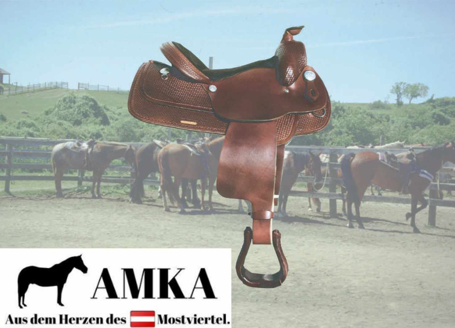 Reitsport Amesbichler AMKA - Set di staffe per bambini Western per sellino western con staffa per salone in legno