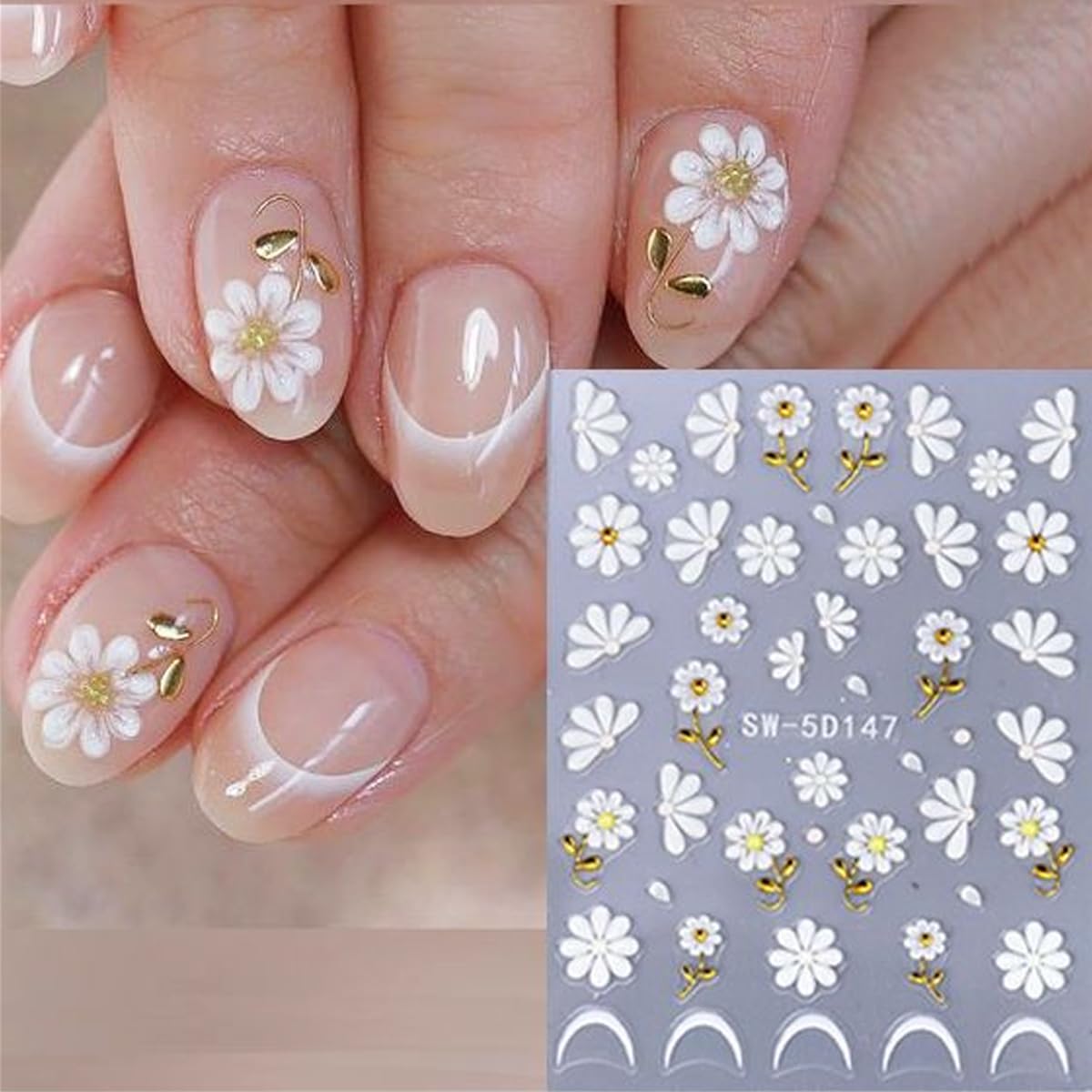 Calcomanías Para Uñas Primavera-verano - Diseños Florales Y Helechos En 3D (DP1523)