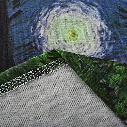 Wangxiyan Summer Women Vintage Tops Fashion Loose Fit Short Sleeve Crewneck Long Tunic Print Blouses Comfy Soft Shirts Tee,Blue,Xx-Large #TOP5