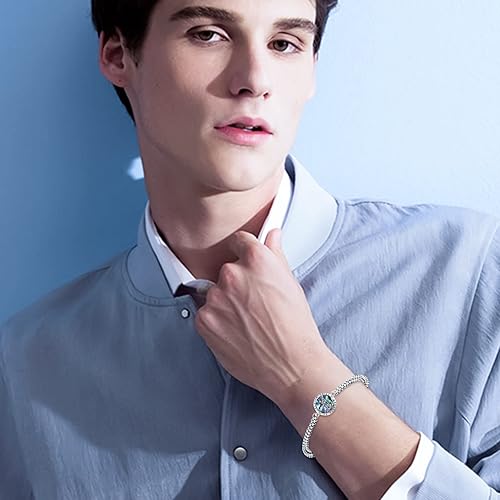 Miniatura 5 de Brisskaari Pulsera unisex de San MiguelSan CristópaloSan JudaSan JoséSan BenitoCeltci Dragon con cadena de doble eslabón, amuleto, pulsera de plata