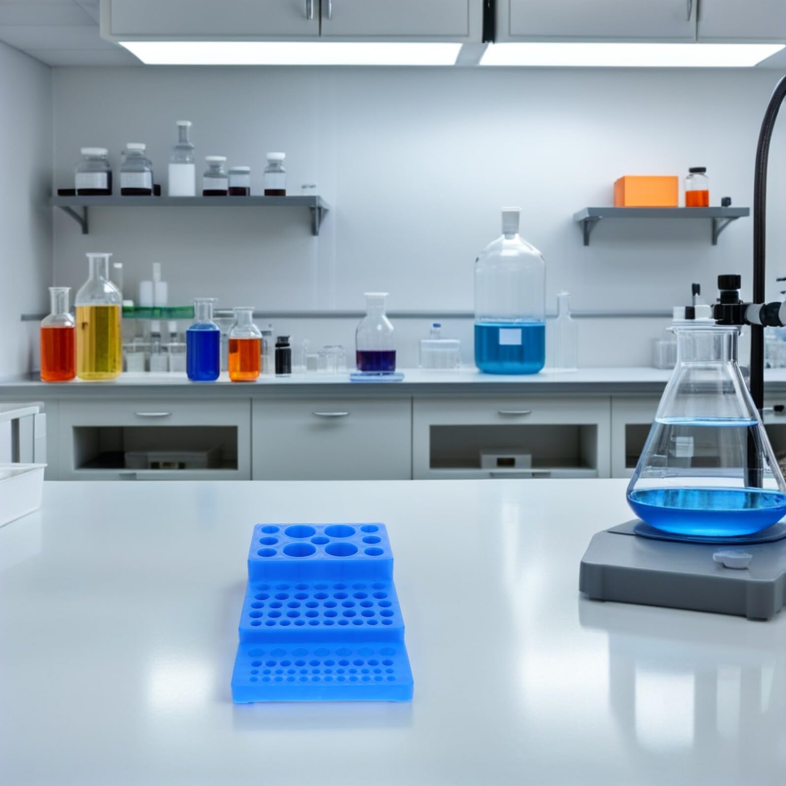 Kunststoff Reagenzglasgestell aus Robustem Pp 2 Stück mit 92 Löchern in Blau Vielseitig Einsetzbar für Laborproben für Zentrifugenröhrchen für Biomedizin und Chemie