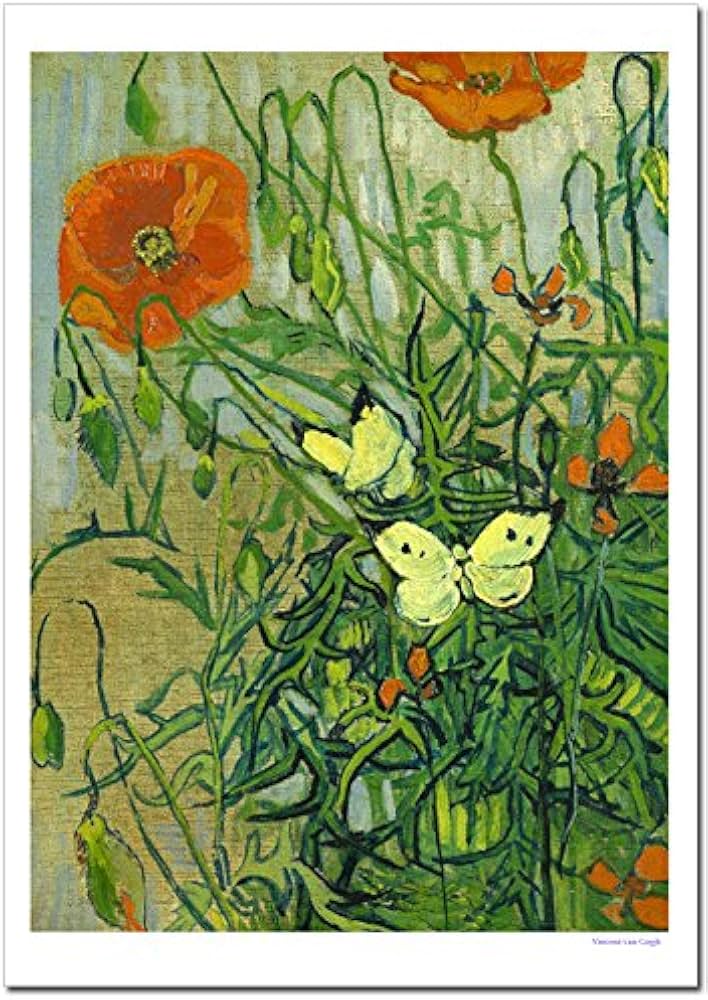 Amazon.co.jp: 世界の名画 ゴッホ ヒナゲシと蝶 ジークレー技法 高級