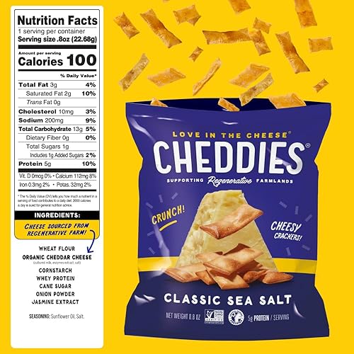 Miniatura 2 de Cheddies Crackers - Bocadillos saludables hechos con queso cheddar real e ingredientes simples, sin OMG, alto en proteínas, bocadillos