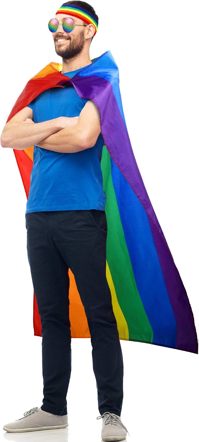 SATINIOR LGBTQ Gay Lesbian Pride Rainbow Set, Rainbow Pride Cape Headband Sunglasses for Festivals Party Celebration