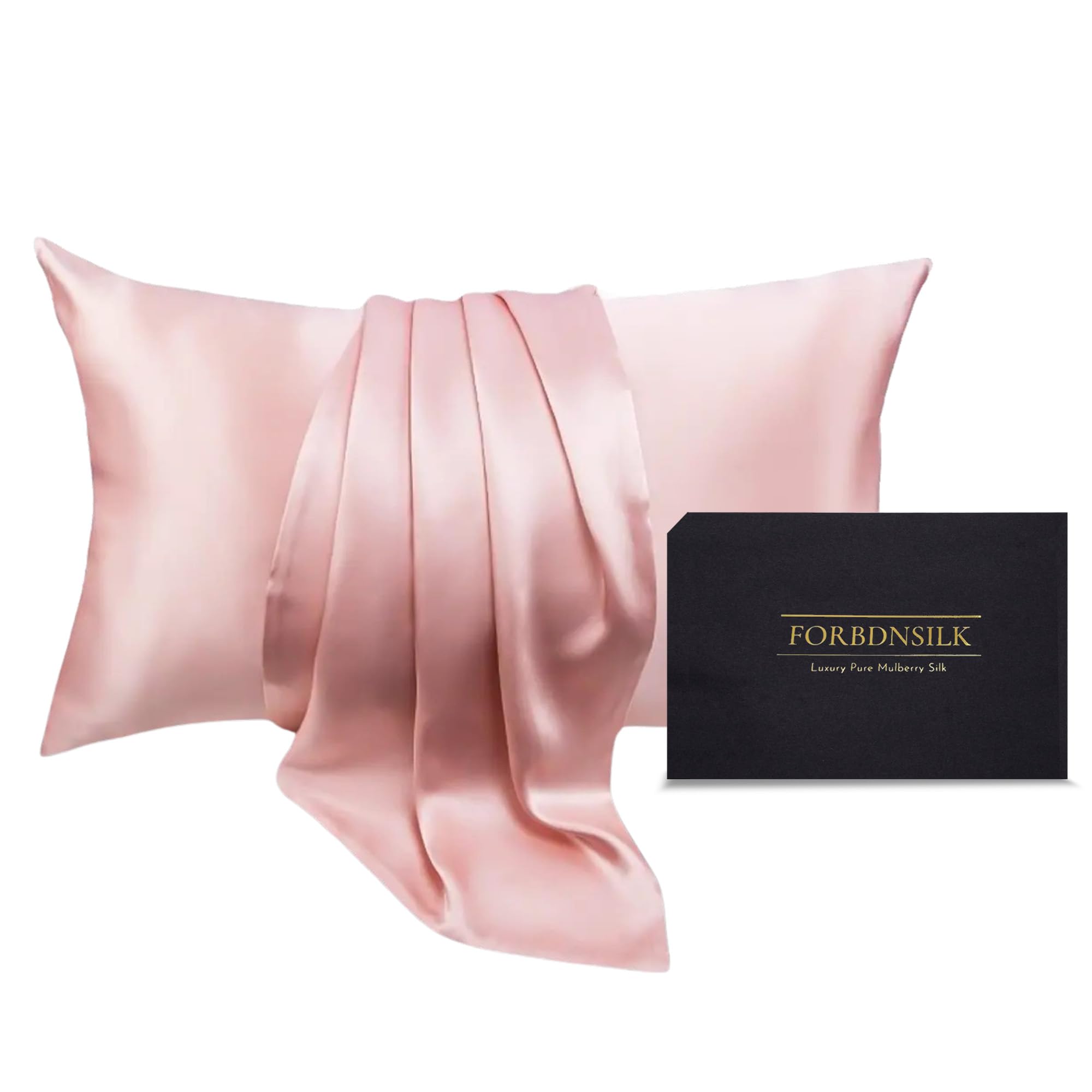 FORBDNSILK 100% Mulberry Silk Pillowcase | Luxury 30 Momme 6a Grade Mulberry Silk Pillowcase | Hidden Zipper | Mesh Bag Included (Pink, King (U.S. Standard))
