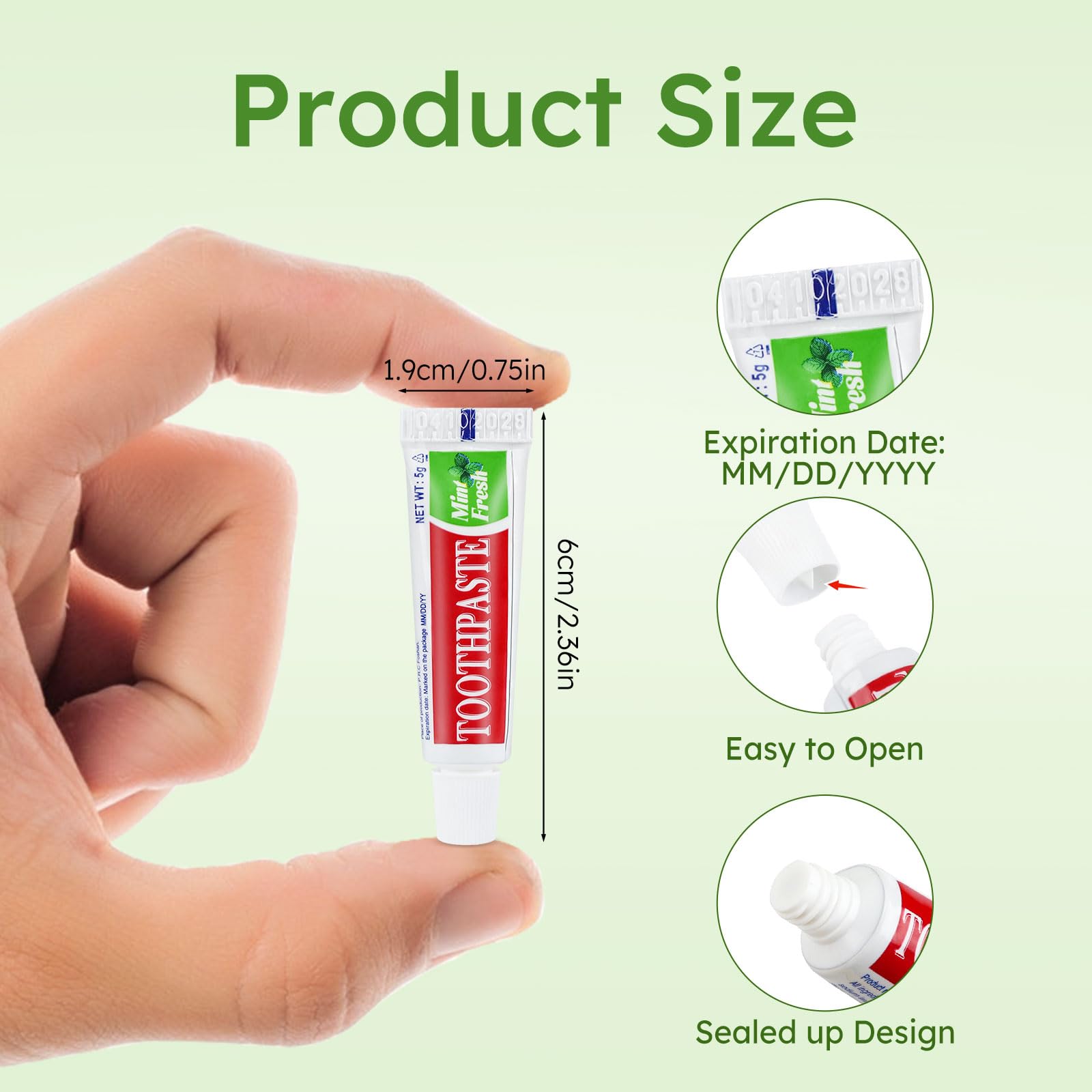 Mini dentifricio da viaggio da 5 g, monouso, al sapore di menta, tascabile, piccolo dentifricio essenziale per viaggi, casa/hotel/ospiti/beneficenza/senzatetto/campeggio, uso singolo, 30 tubi