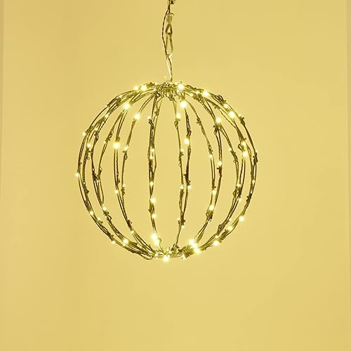 Miniatura 5 de Bolas de luz LED de metal para colgar en el árbol, para patio, vacaciones, festival, decoración de jardín (12 pulgadas, 3 unidades)