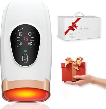 Hand Massager for Arthritis and Carpal Tunnel Relief, Cordless Hand Massager with Heat and Compression, 6 Modes, 6 Intensities, 3 Heat Levels, Gifts for Women & Men, White