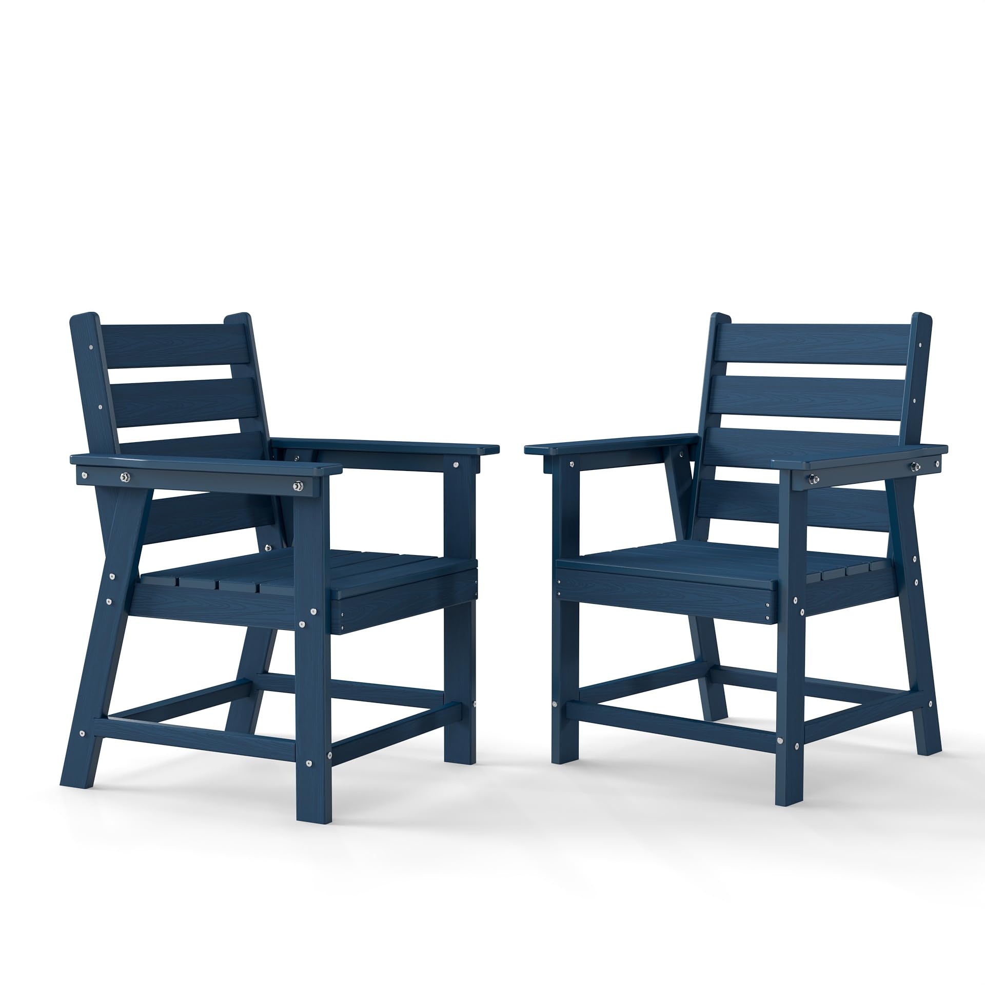 HDPE Dining Chair Set of 2, All-Weather Heavy Duty, Navy