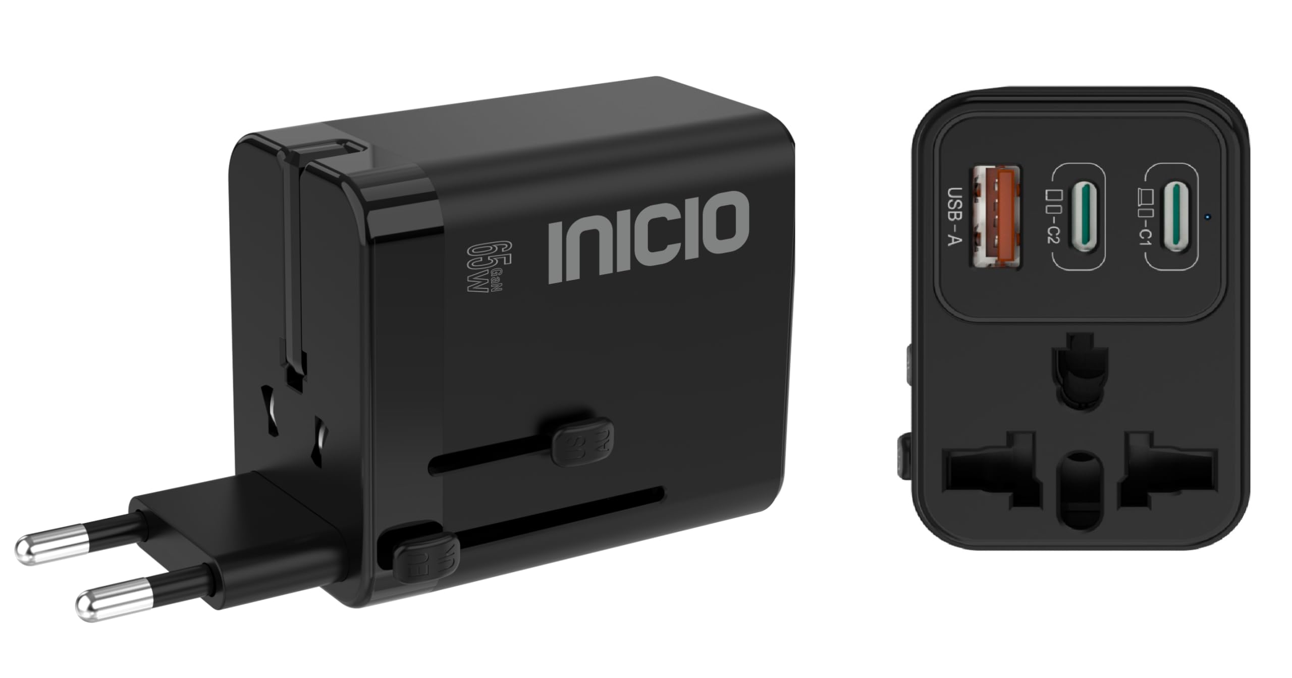 INICIO 65W Universal World Travel Charger with 2 Type C PD,1 QC3.0 UK EU AU US Plugs, International Plug Converter for USB C MacBook Pro Air iPhone 16 15 Pro iPad Galaxy S25 S24 Ultra Android etc-picture-22
