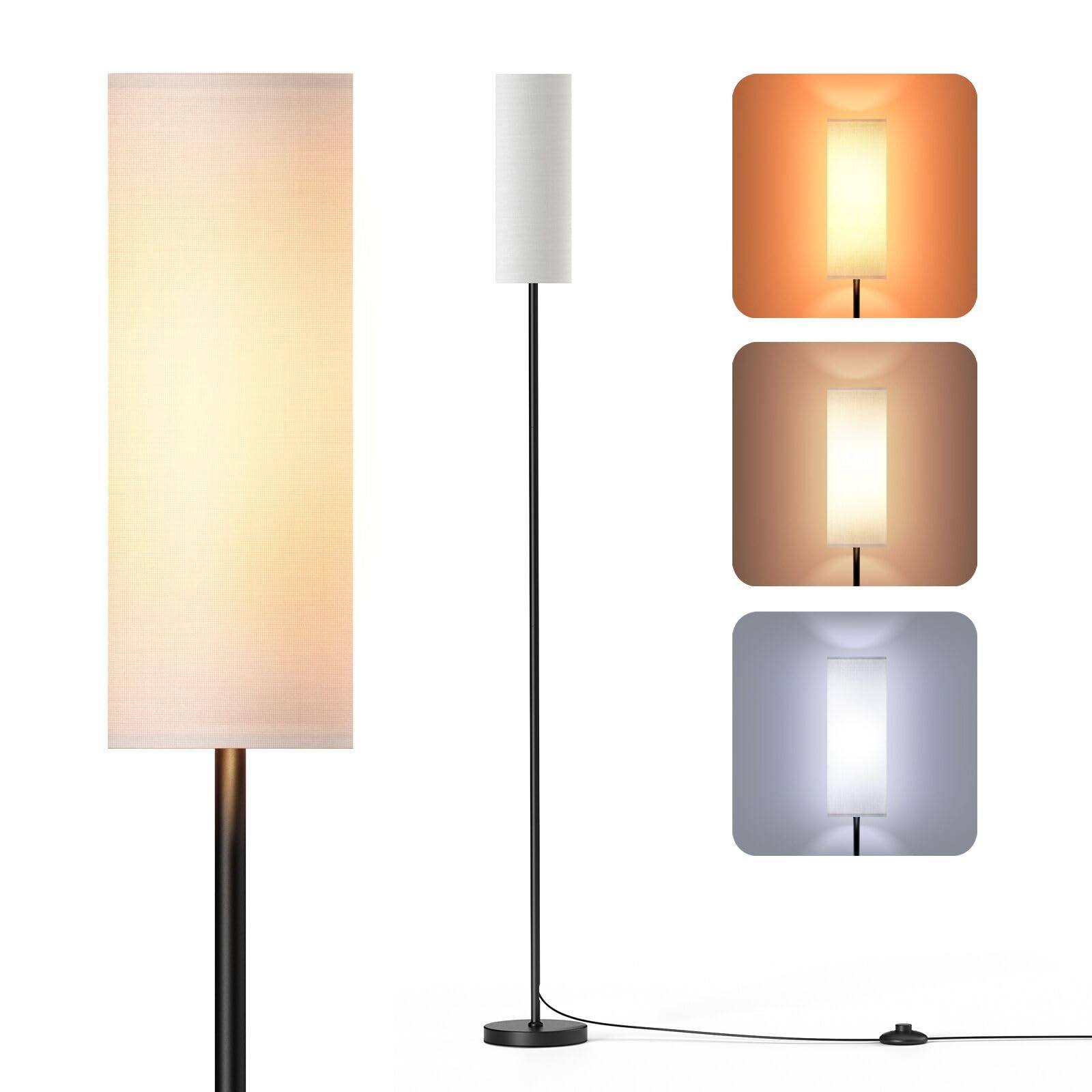 Lampada Da Terra LED Dimmerabile | 3 Temperature Colore + Paralume Orientabile | Moderna Per Salotto - Foto 3