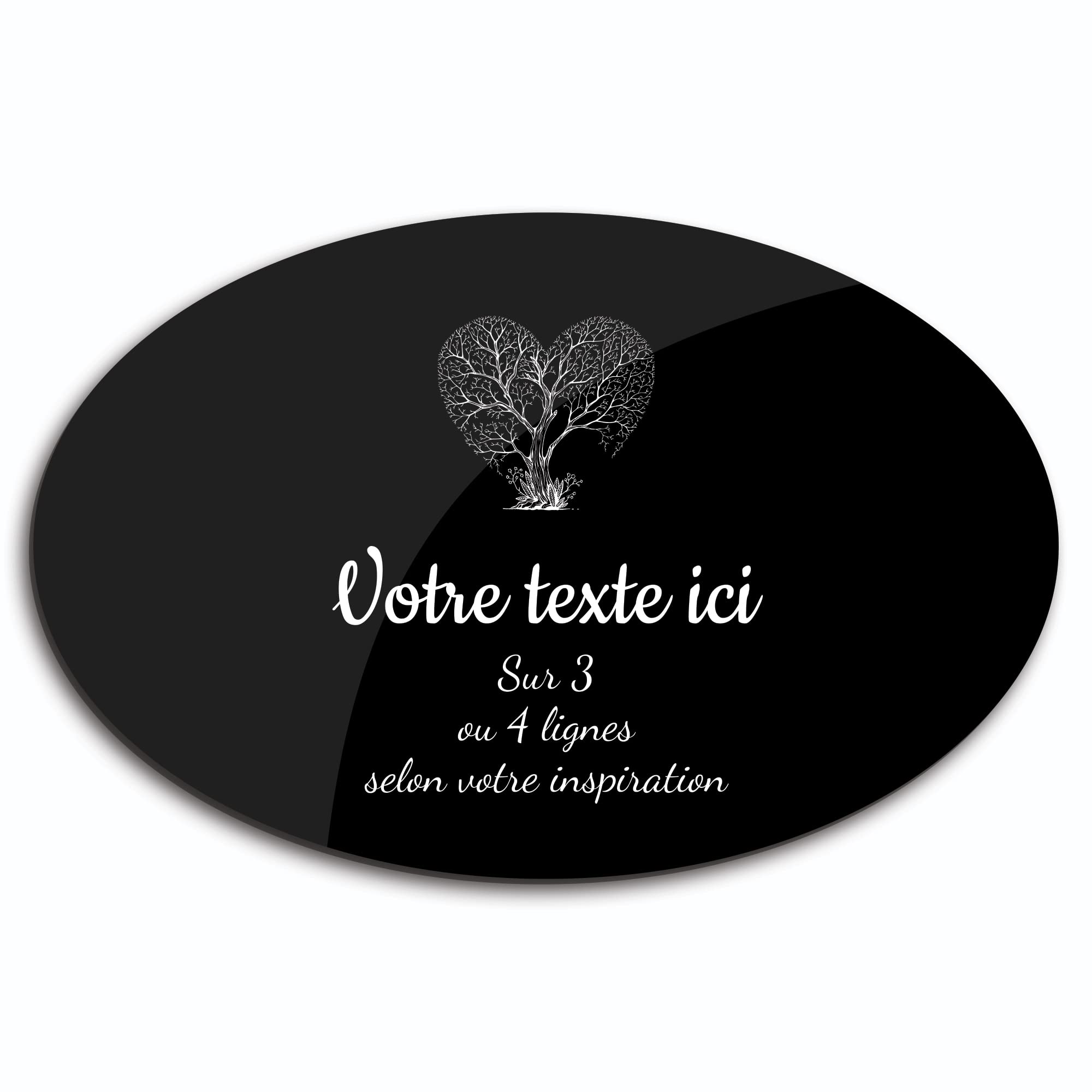 Targhetta con incisione a forma di albero cuore autoadesiva, modello libro (20 x 13 cm) personalizzata da 1 a 3 linee in bronzo