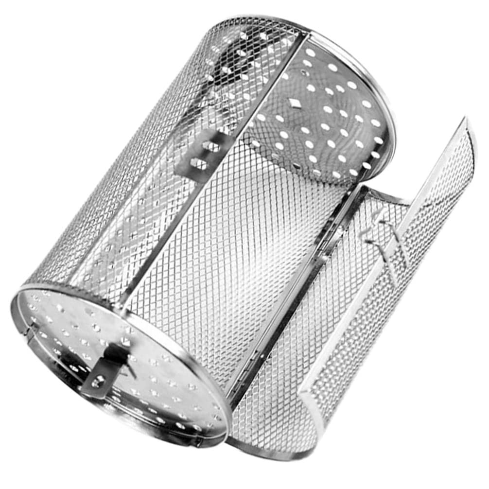 PACKOVE Grill Cage for Outdoor Grill Rotating Grilling Rack Barbecue Cage Baking Function