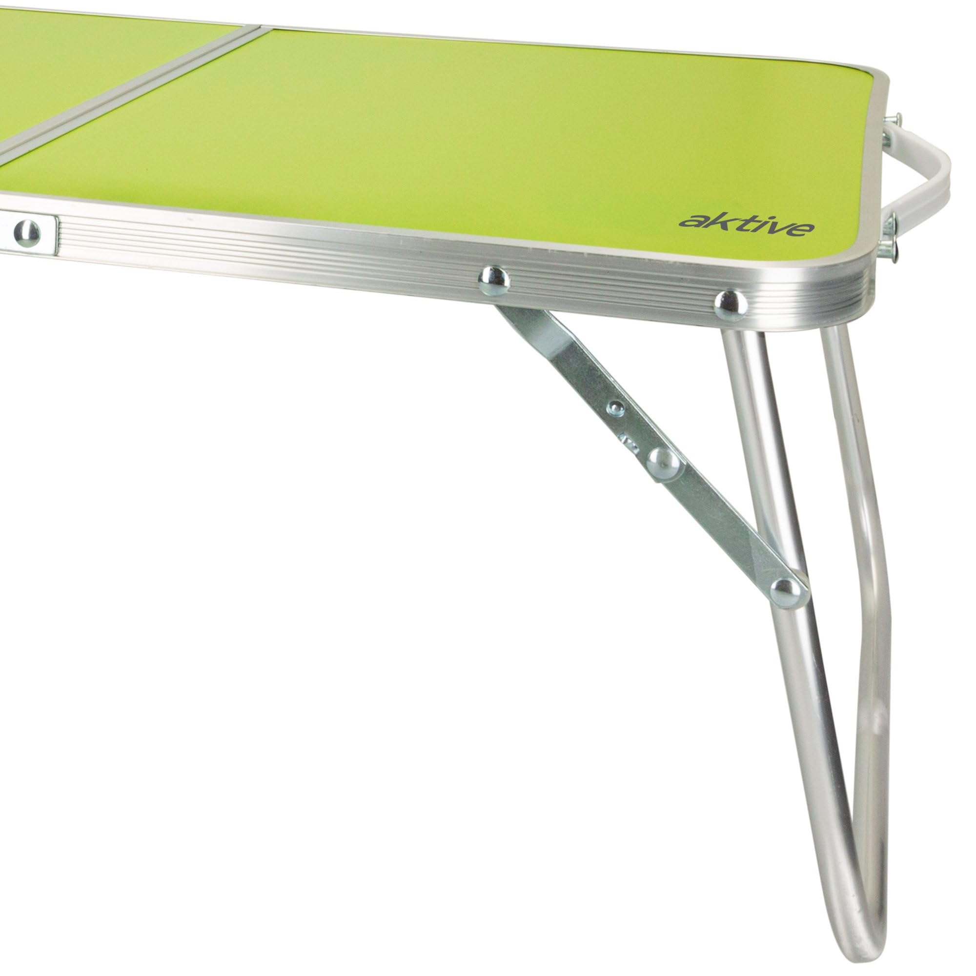 AKTIVE Tavolo da spiaggia pieghevole, Tavolo da spiaggia basso, 60x40x25 cm, verde, struttura in metallo, piano in legno, piccolo tavolo da campeggio pieghevole, blocco di sicurezza, Campeggio
